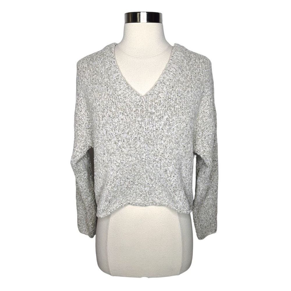 Urban Outfitters V-Neck Marled Gray Sweater - Size Small
